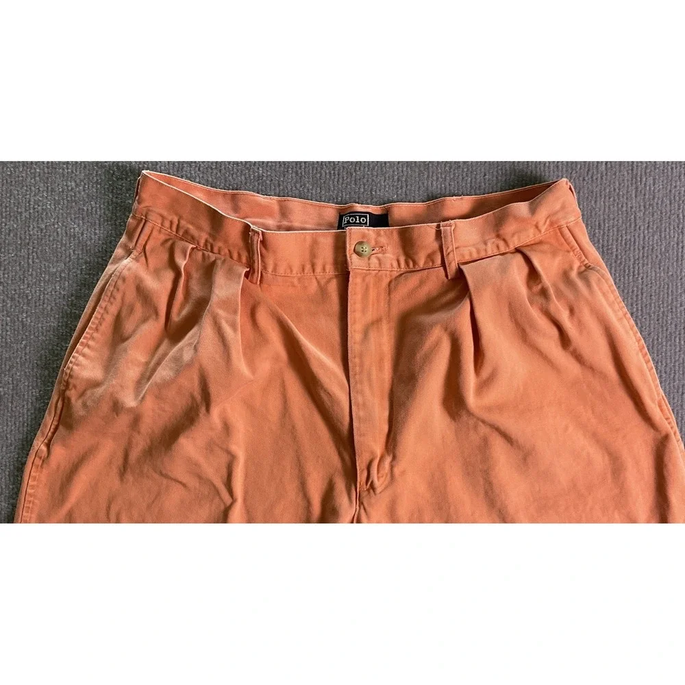 Vintage 90s Made In USA Polo Ralph Lauren Salmon Pleated Tyler Shorts Size 34